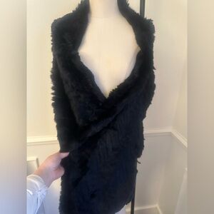 H Brand Black Rabbit Fur wrap 13”x81”
